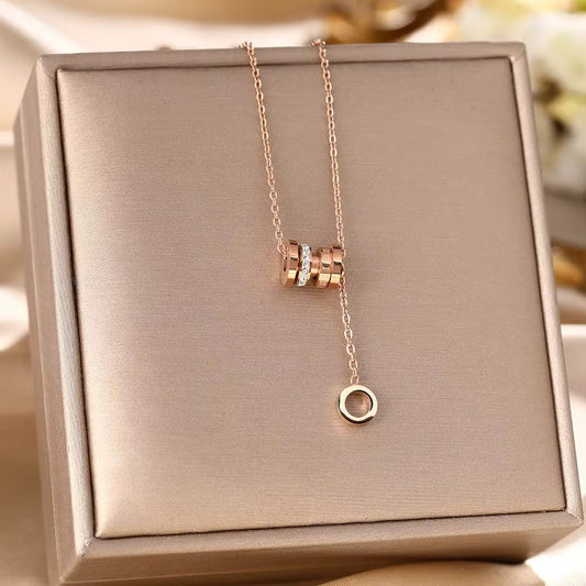 18K Rose Gold Stainless Steel Necklace – Elegant Minimalist Pendant